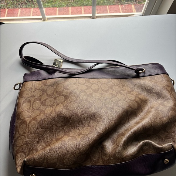 Coach Signature Brown and Purple Shoulder Bag - Picture 3 of 9
